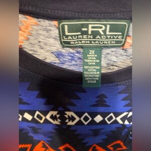Ralph Lauren Active Aztec Southwestern bohemian top blouse shirt 2X